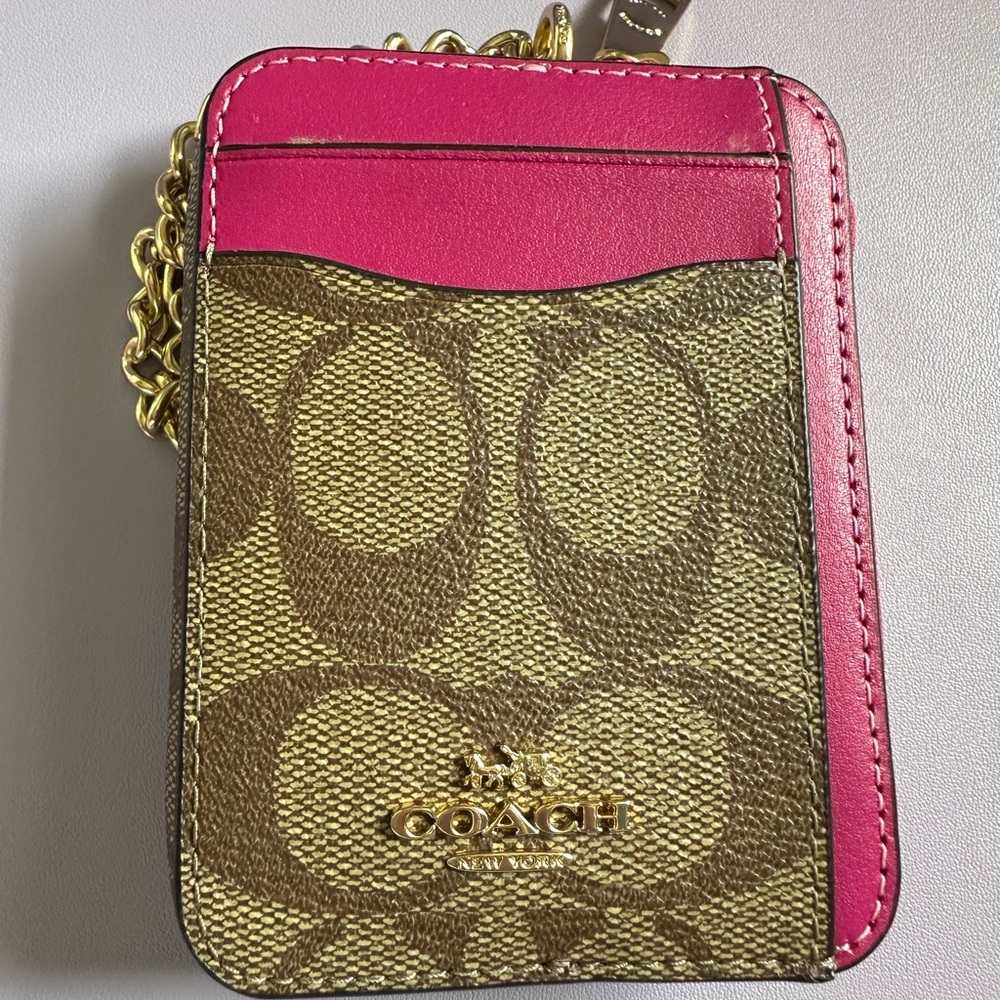 Coach signature canvas zip card case like new